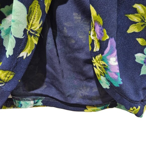 COLDWATER CREEK NAVY FLORAL SURPLUS RUCHED LINED LONG SLEEVE TOP BLOUSE  3X - Picture 3 of 5